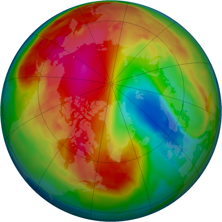 Arctic ozone map for 01 February 2012